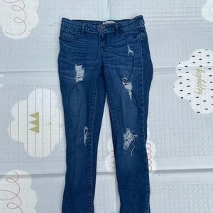 Refuge distressed skinny jeans with frayed hem